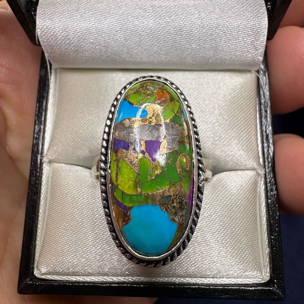 Ring Candy Crush Vibrant Multicolor Turquoise 925 Sterling Silver